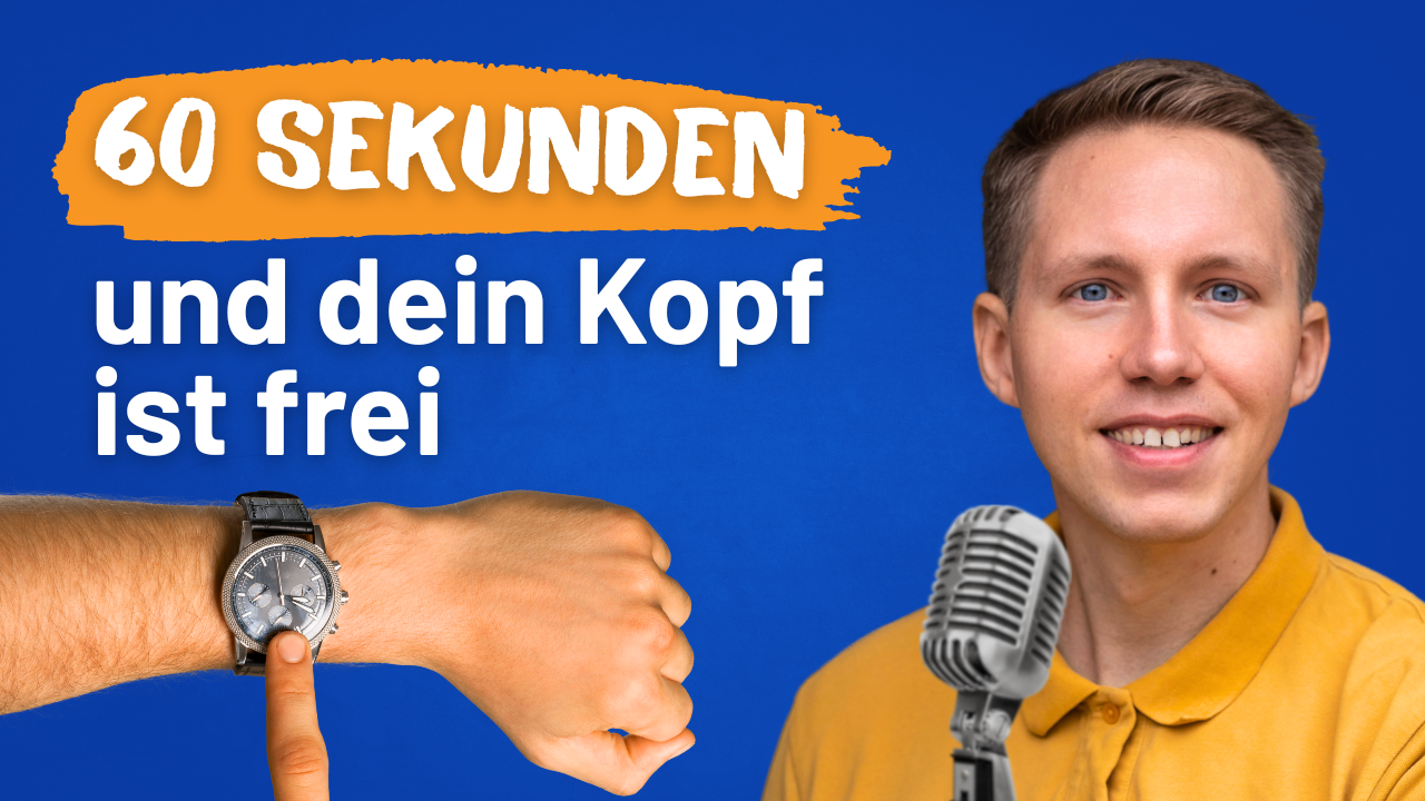 Mann zeigt Uhr, 60 Sekunden für Entspannung
