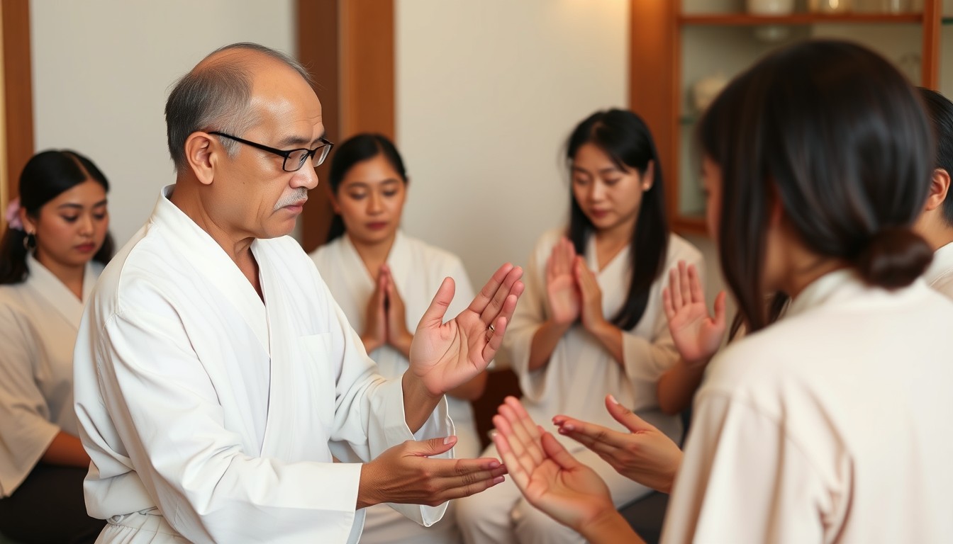 reiki-meister-demonstriert-novizen-neue-handhaltung